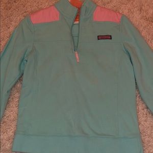 Vineyard Vines Mint and Pink Half Zip